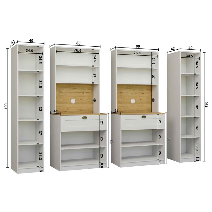 Hanah Home Nero Quad 1600-224 Coffee Stand Blanco